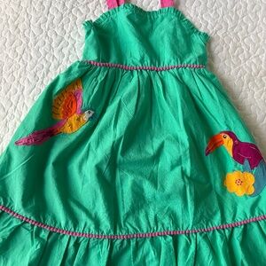 Girls Summer Dress with Straps Green with Application of Birds Size 8T